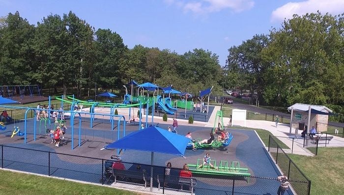 Playground Furnishings Including Benches and Shade Structures