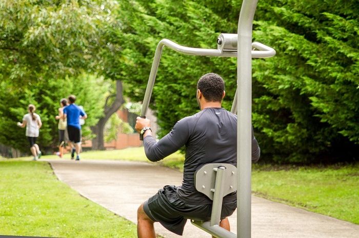 Fitness station at public park