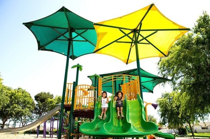 Integrated Playground Shade Structures Over Play Structure