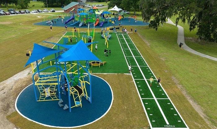 outdoor fitness equipment at a playground